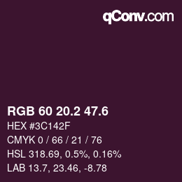 カラーコード: RGB 60 20.2 47.6 | qconv.com