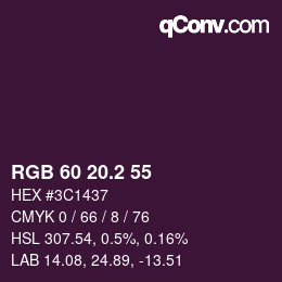 カラーコード: RGB 60 20.2 55 | qconv.com