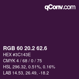 カラーコード: RGB 60 20.2 62.6 | qconv.com