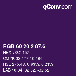 カラーコード: RGB 60 20.2 87.6 | qconv.com