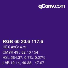 カラーコード: RGB 60 20.6 117.6 | qconv.com