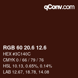 カラーコード: RGB 60 20.6 12.6 | qconv.com
