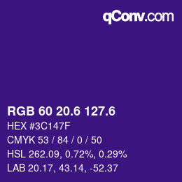 カラーコード: RGB 60 20.6 127.6 | qconv.com