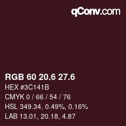 カラーコード: RGB 60 20.6 27.6 | qconv.com
