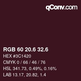 カラーコード: RGB 60 20.6 32.6 | qconv.com