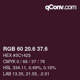 カラーコード: RGB 60 20.6 37.6 | qconv.com