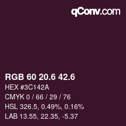 カラーコード: RGB 60 20.6 42.6 | qconv.com