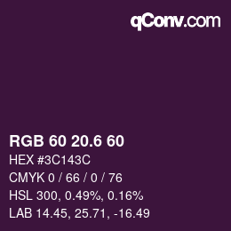 カラーコード: RGB 60 20.6 60 | qconv.com