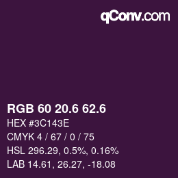 カラーコード: RGB 60 20.6 62.6 | qconv.com