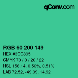 Color code: RGB 60 200 149 | qconv.com