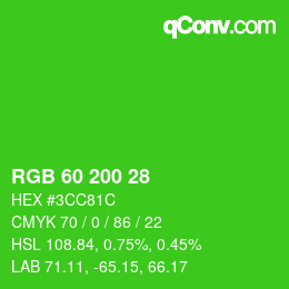 Color code: RGB 60 200 28 | qconv.com