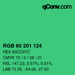 Color code: RGB 60 201 124 | qconv.com