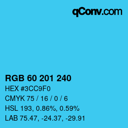 カラーコード: RGB 60 201 240 | qconv.com