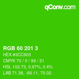 颜色代码: RGB 60 201 3 | qconv.com