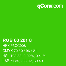 Color code: RGB 60 201 8 | qconv.com