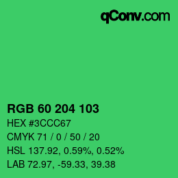 Color code: RGB 60 204 103 | qconv.com