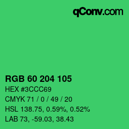 カラーコード: RGB 60 204 105 | qconv.com