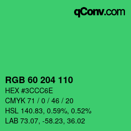カラーコード: RGB 60 204 110 | qconv.com