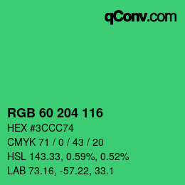 カラーコード: RGB 60 204 116 | qconv.com