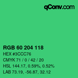 カラーコード: RGB 60 204 118 | qconv.com