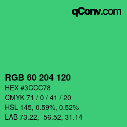 カラーコード: RGB 60 204 120 | qconv.com