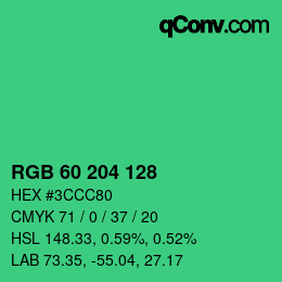 Color code: RGB 60 204 128 | qconv.com