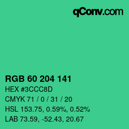 カラーコード: RGB 60 204 141 | qconv.com