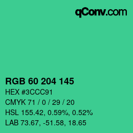 Color code: RGB 60 204 145 | qconv.com