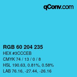 Color code: RGB 60 204 235 | qconv.com