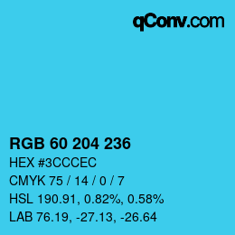 Color code: RGB 60 204 236 | qconv.com