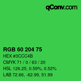 Color code: RGB 60 204 75 | qconv.com