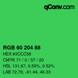 カラーコード: RGB 60 204 88 | qconv.com