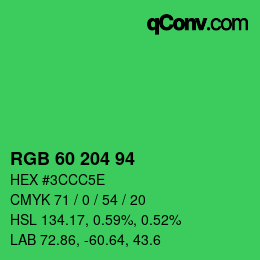 Color code: RGB 60 204 94 | qconv.com