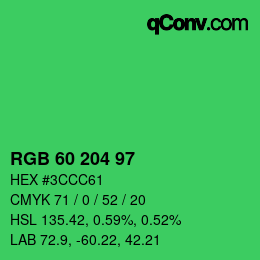 カラーコード: RGB 60 204 97 | qconv.com