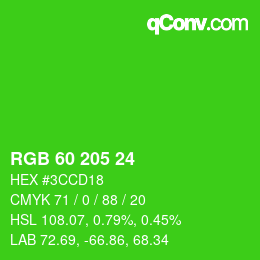颜色代码: RGB 60 205 24 | qconv.com