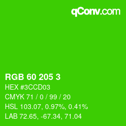 カラーコード: RGB 60 205 3 | qconv.com