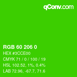 カラーコード: RGB 60 206 0 | qconv.com