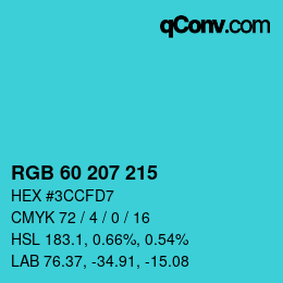 Color code: RGB 60 207 215 | qconv.com