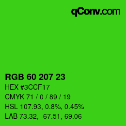 颜色代码: RGB 60 207 23 | qconv.com