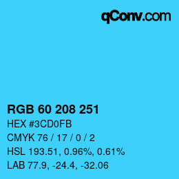 Color code: RGB 60 208 251 | qconv.com