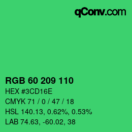 カラーコード: RGB 60 209 110 | qconv.com