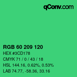 カラーコード: RGB 60 209 120 | qconv.com
