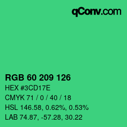カラーコード: RGB 60 209 126 | qconv.com