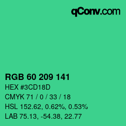カラーコード: RGB 60 209 141 | qconv.com