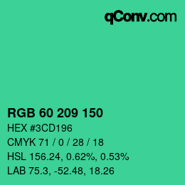 Color code: RGB 60 209 150 | qconv.com