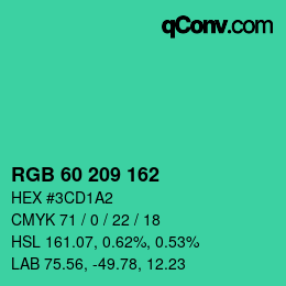 Color code: RGB 60 209 162 | qconv.com