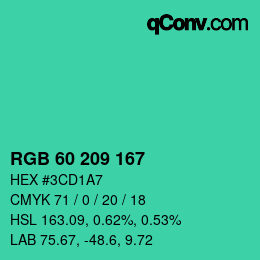 Color code: RGB 60 209 167 | qconv.com