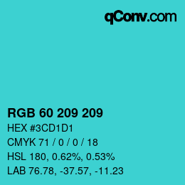カラーコード: RGB 60 209 209 | qconv.com