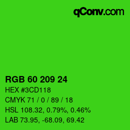 カラーコード: RGB 60 209 24 | qconv.com