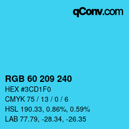 カラーコード: RGB 60 209 240 | qconv.com